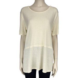 MONARI by Bosch Textil Semi-Sheer Scoop Neck Short Sleeves Tunic Top US 12 CA 10